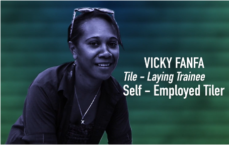 Image of Vicky Fanfa, a tile laying trainee