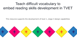 Teach difficult vocabulary to embed reading skills development in TVET