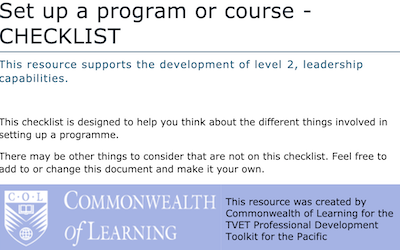 Set up a program or course – Checklist